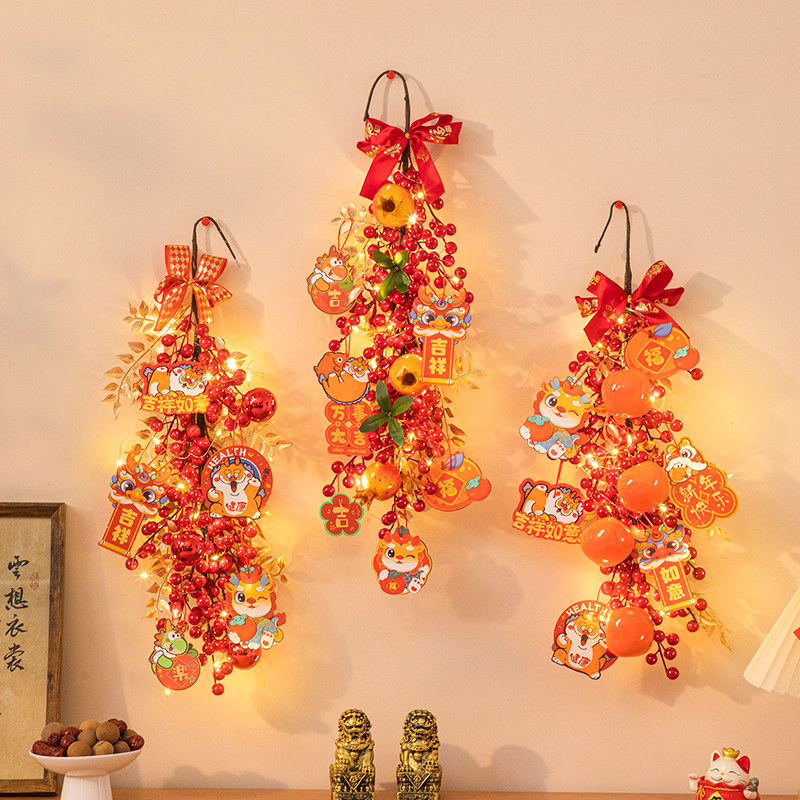 新年过年小彩灯龙年春节阳台灯串气氛led发财果氛围布置装饰挂灯