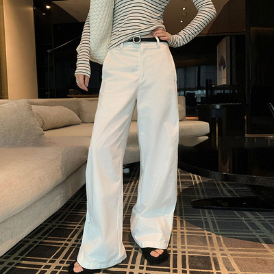 白色阔腿休闲裤宽松显瘦百搭长裤