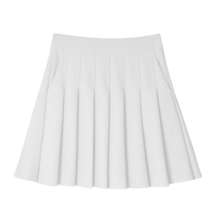 白色百褶裙带口袋夏小个子松紧高腰弹力短裙女胖mm大码显瘦半身裙