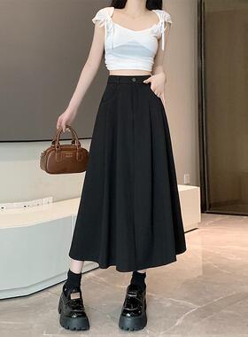 黑色百褶裙女伞裙2026夏季新款显瘦商场同款垂感长裙a字半身裙