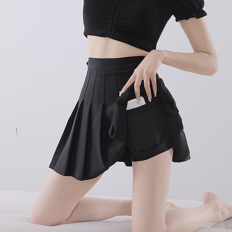 口袋女春短款2024新款百褶裙显瘦带口袋a字小