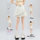 乡美媚美式 复古校园风不对称百褶裙2025夏新款 高腰不规则短裙
