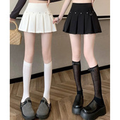 高腰百褶裙女美式 辣妹小短裙防走光铆钉爱心扣设计感超短裙半身裙