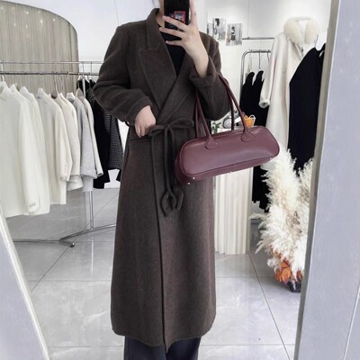 高级韩版加长款双面羊毛大衣