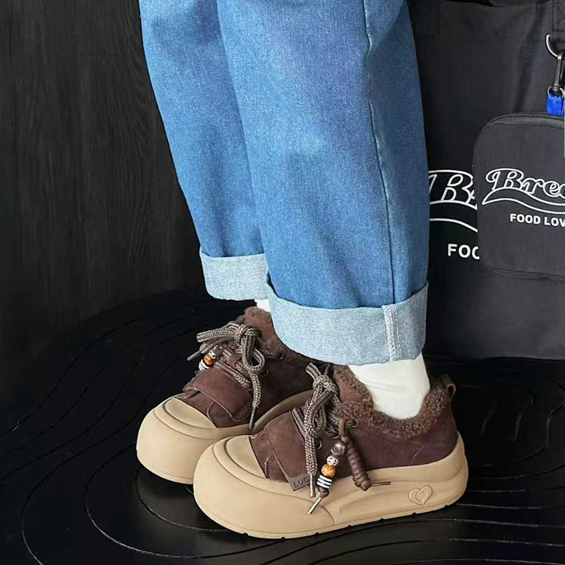 佰诗奴休闲棉鞋2025冬季新款女鞋加绒保暖雪地靴厚底增高毛毛鞋女