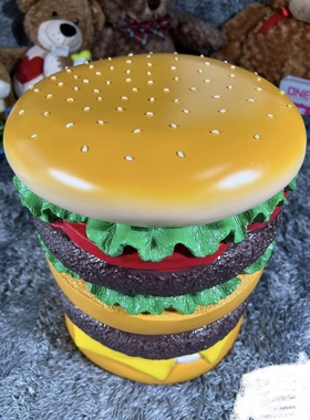 汉堡椅子换鞋凳穿鞋凳汉堡包模型装饰品摆件汉堡凳子日本原装正版