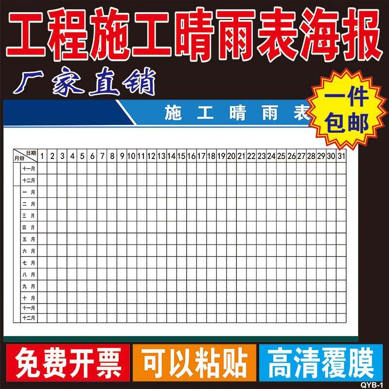 工地施工天气晴雨表通用建筑工程施工贴纸办公室挂图海报定制