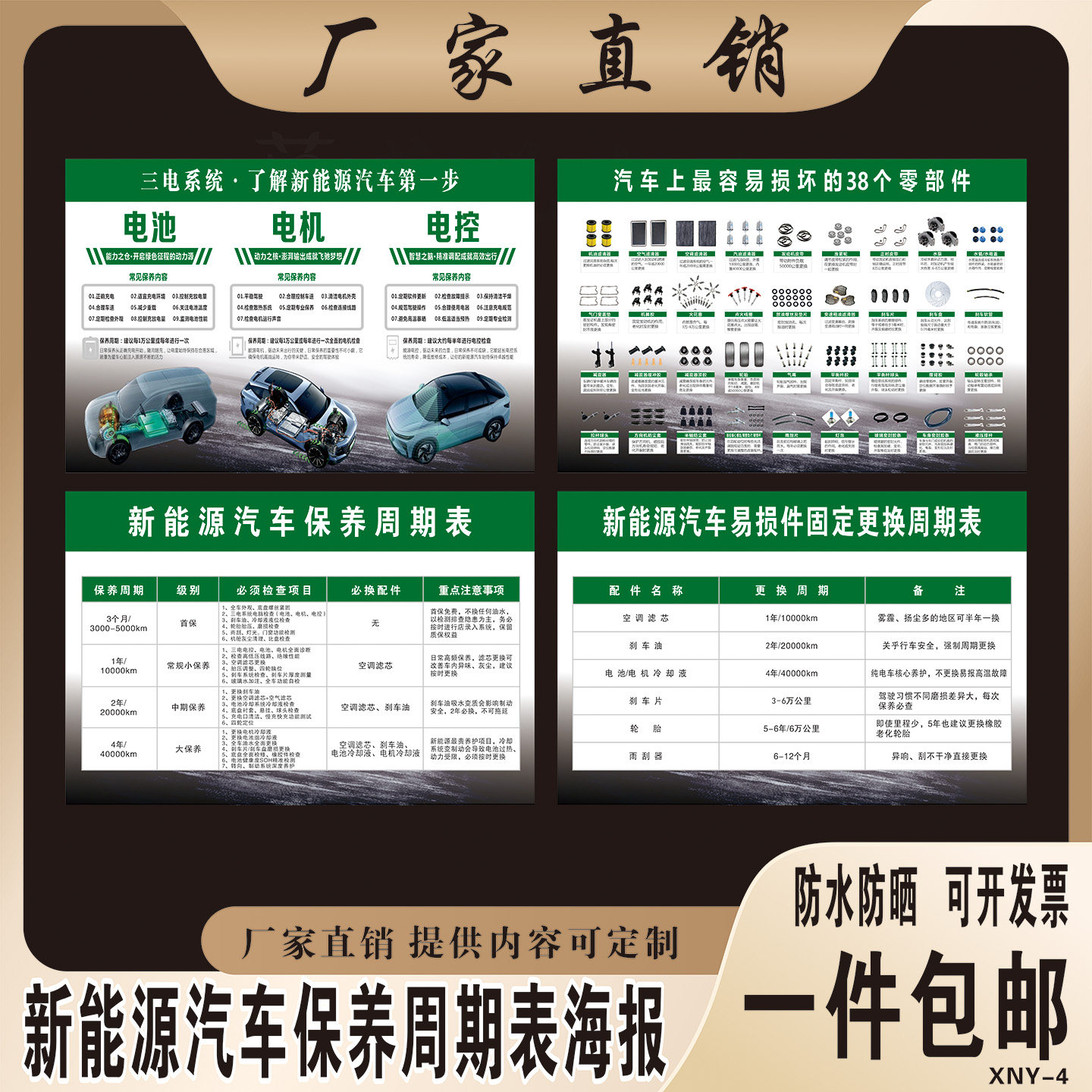 汽修店新能源车保养防水海报