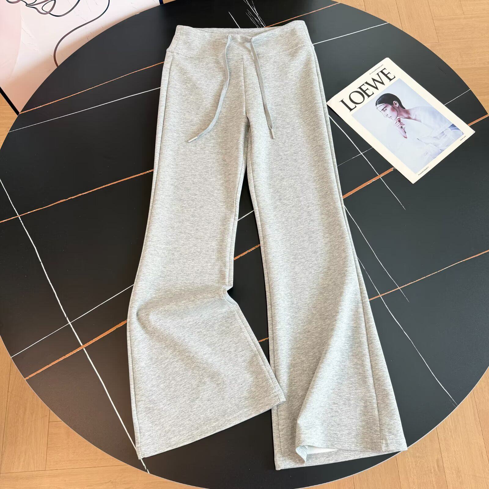 2026春新款LuLu同款女式高腰微喇叭裤窄版阔腿裤瑜伽休闲裤后口袋