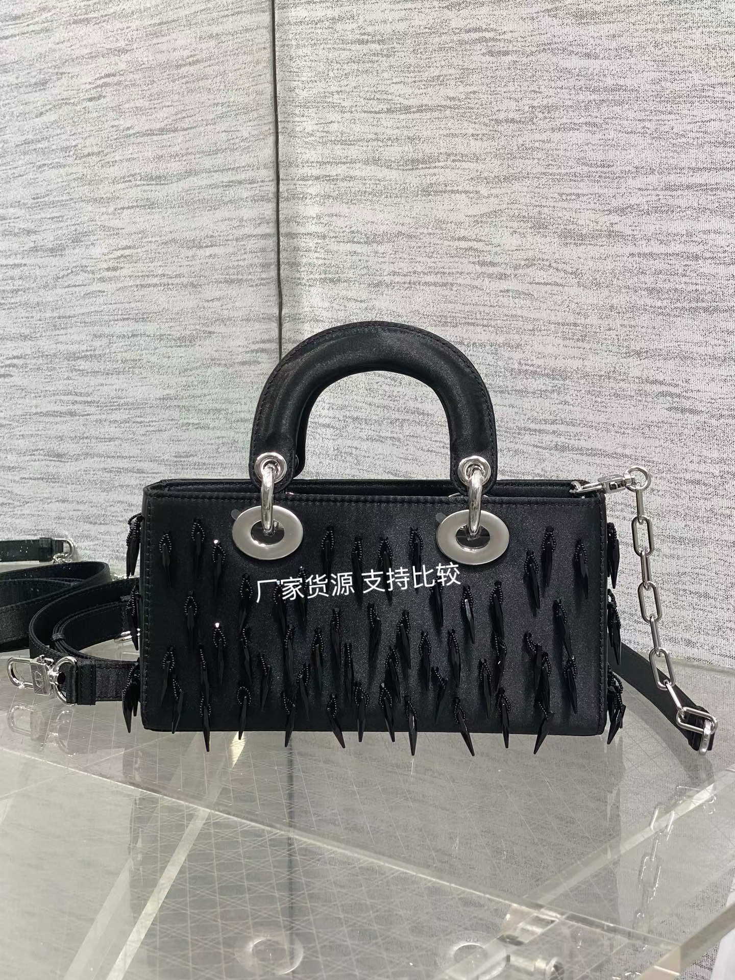 新款定制缎面刺绣手提单肩包进口五金牛皮时尚欧美风格百搭