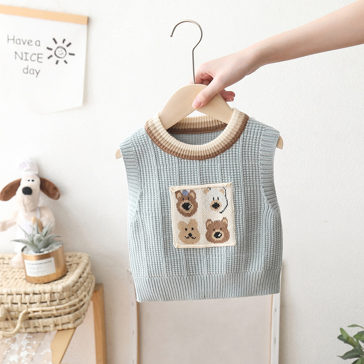 男童春秋季卡通针织衫毛衣打底衫2025新款儿童男宝宝无袖马甲开衫