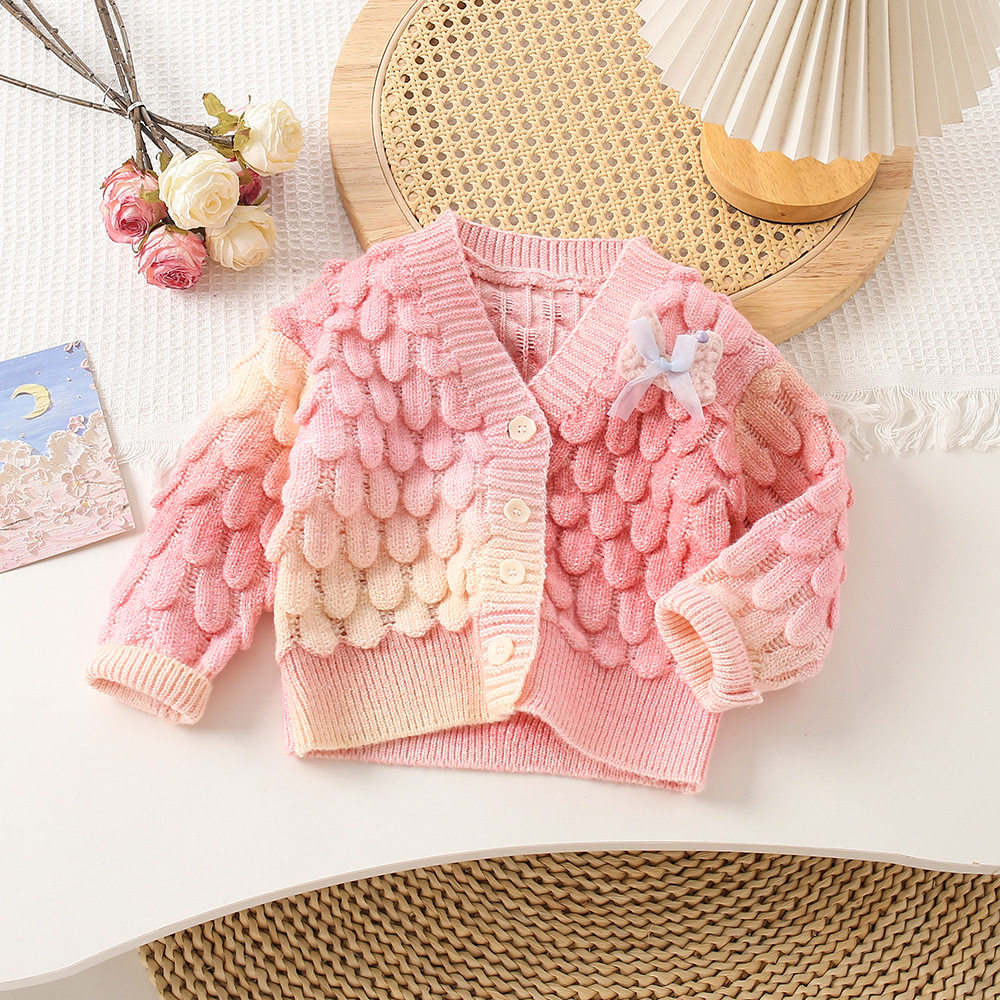 女童针织衫毛衣女童春秋新韩版渐变毛衣外套新款洋气百搭开衫上衣,童装/婴儿装/亲子装,套装,淘宝优惠券,粉丝福利购,淘宝优惠卷