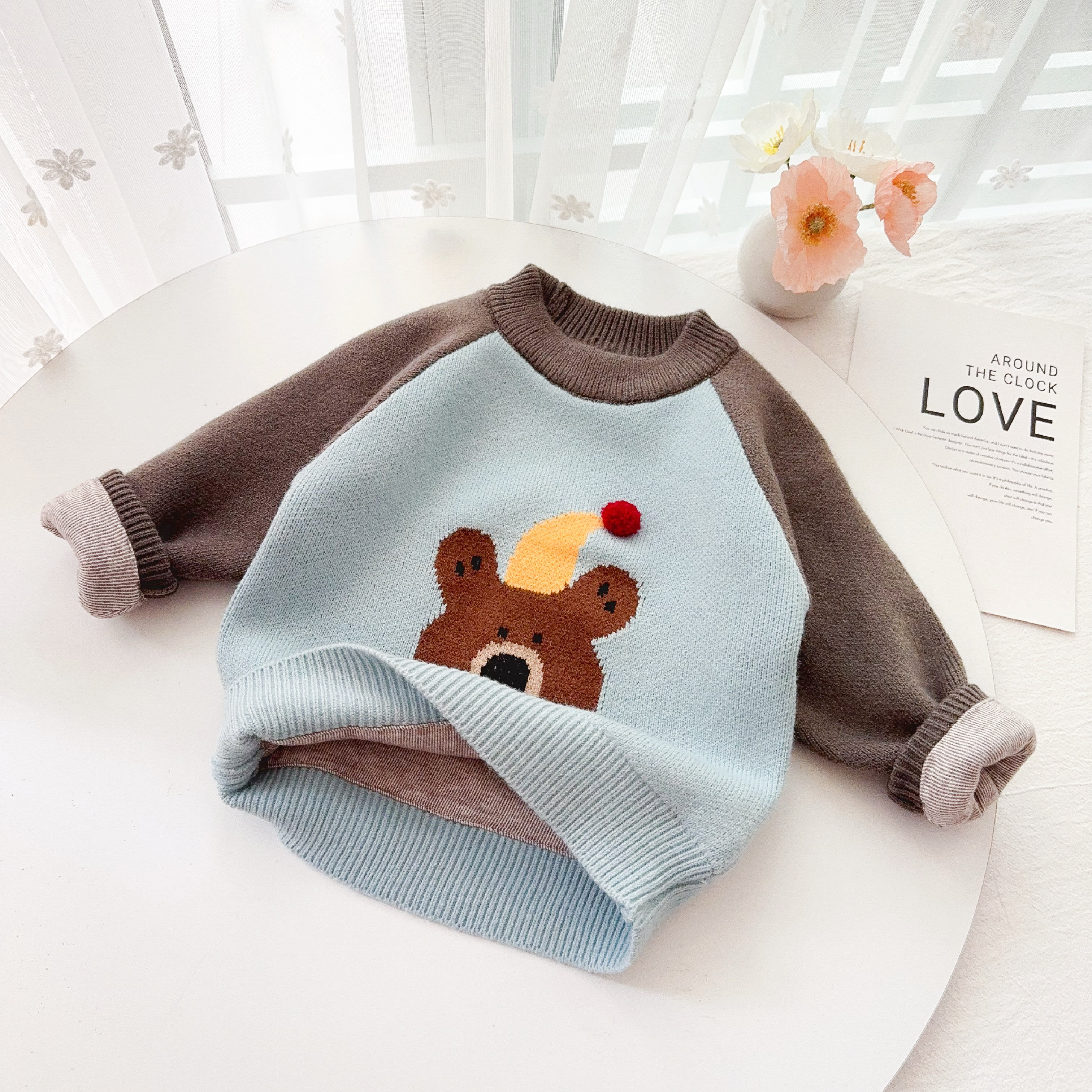 男童针织衫毛衣冬季加绒加厚保暖上衣儿童内搭打底衫男宝宝毛线衣