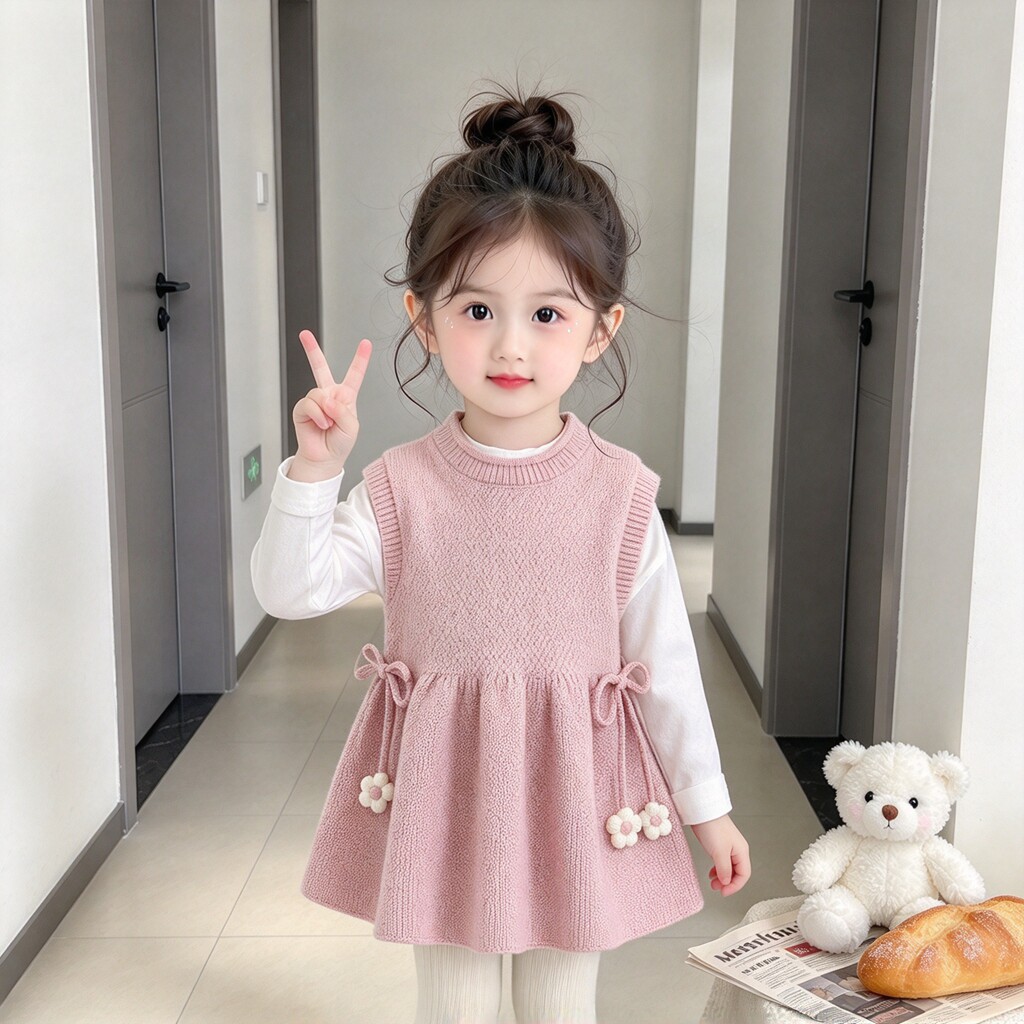 女童针织背心裙春秋新款连衣裙