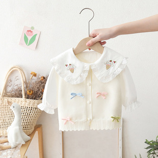 1234岁女童秋装套装宝宝开衫儿童马甲针织背心两件套衬衣小童上衣