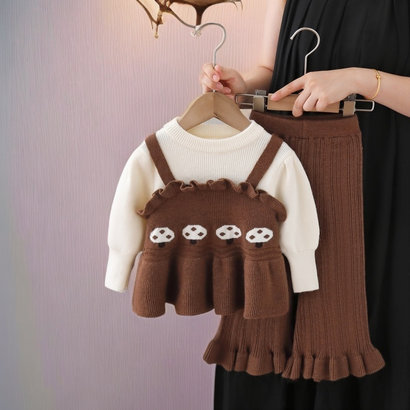 女童针织毛衣裤套装2025秋冬季套头上衣小香风洋气毛线长裤两件套