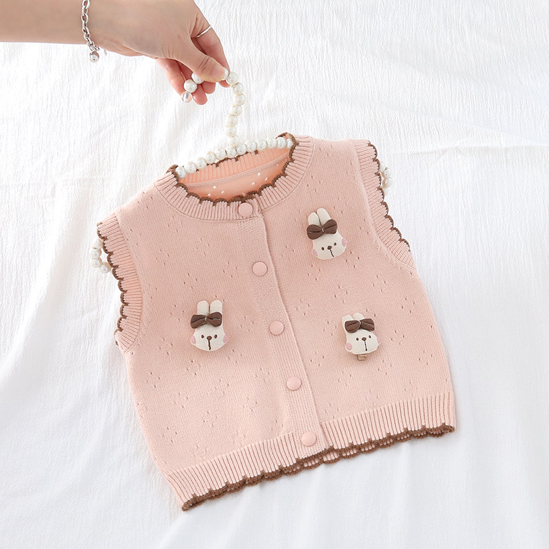 女童春秋装针织背心马夹1周岁宝宝马甲婴儿小童毛衣公主开衫外套