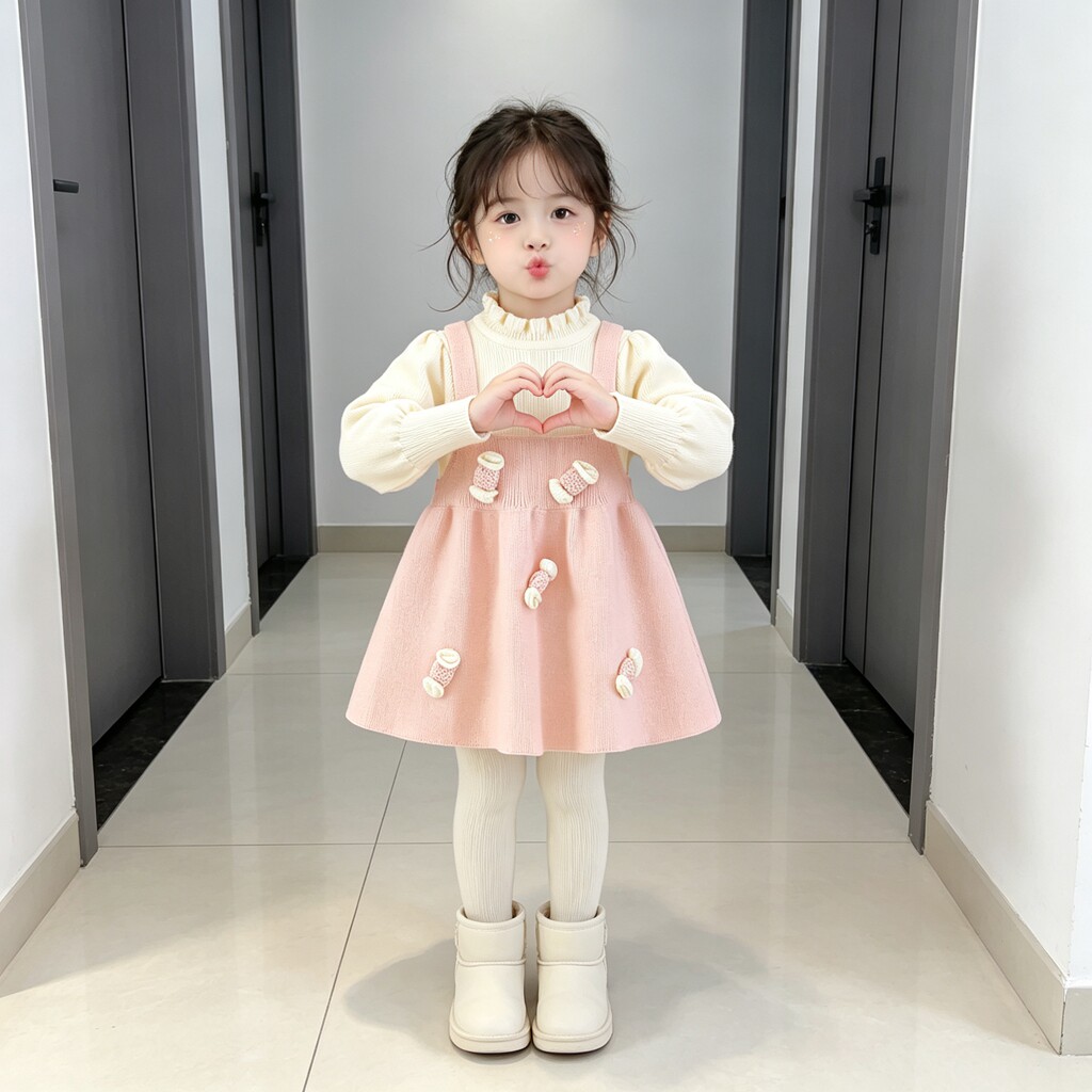 女童连衣裙假两件儿童周岁礼服