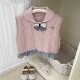 女童小香风针织马甲上衣春秋季 拼接花边毛衣潮 女宝宝气质百搭长袖