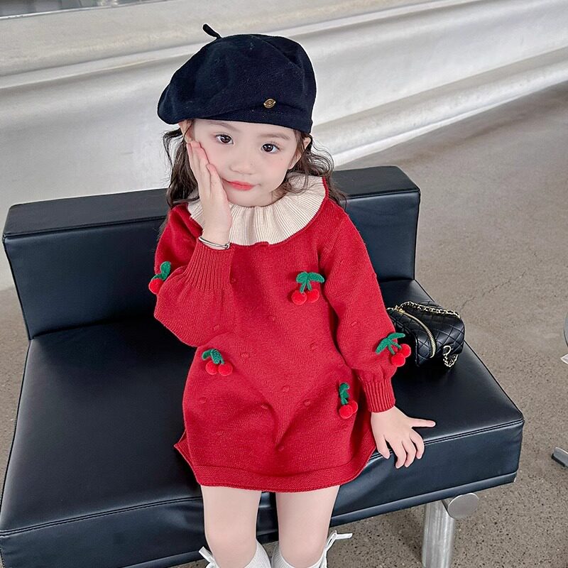 女童针织衫连衣裙秋冬季新款儿童小香风时髦洋气女宝宝网红毛衣裙