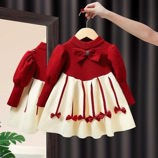 1女童公主裙秋冬2儿童3洋气7春秋裙子4连衣裙5岁小女孩针织毛线衣