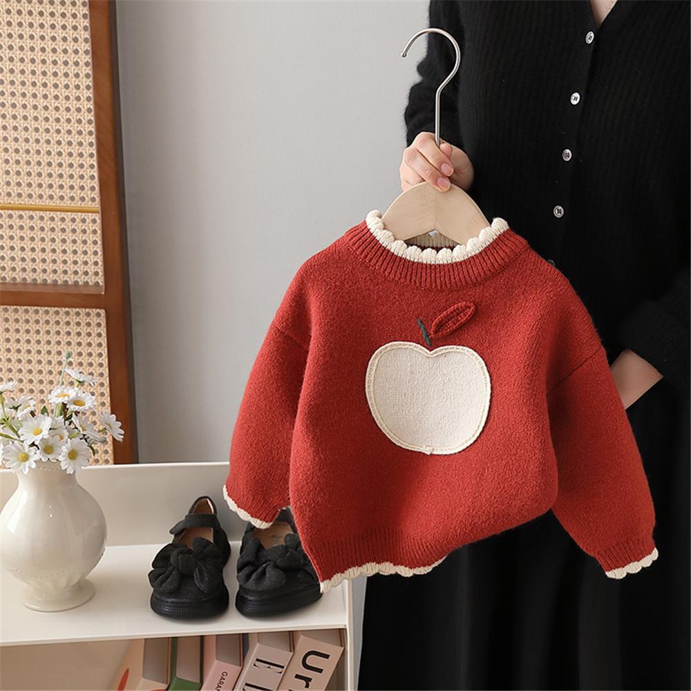 女童一体绒毛衣加厚保暖冬装