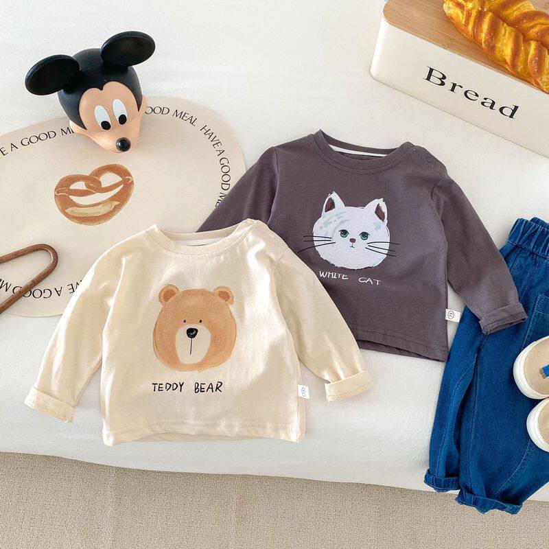 儿童小熊t恤 0-5岁春季韩国童装男童卡通印花打底衫女童春装ay462