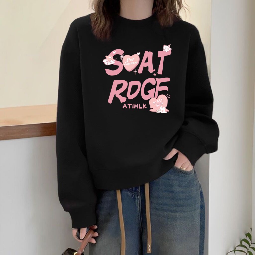 春秋新款高腰短款卫衣女韩版宽松学生秋无帽圆领长袖外套纯棉上衣