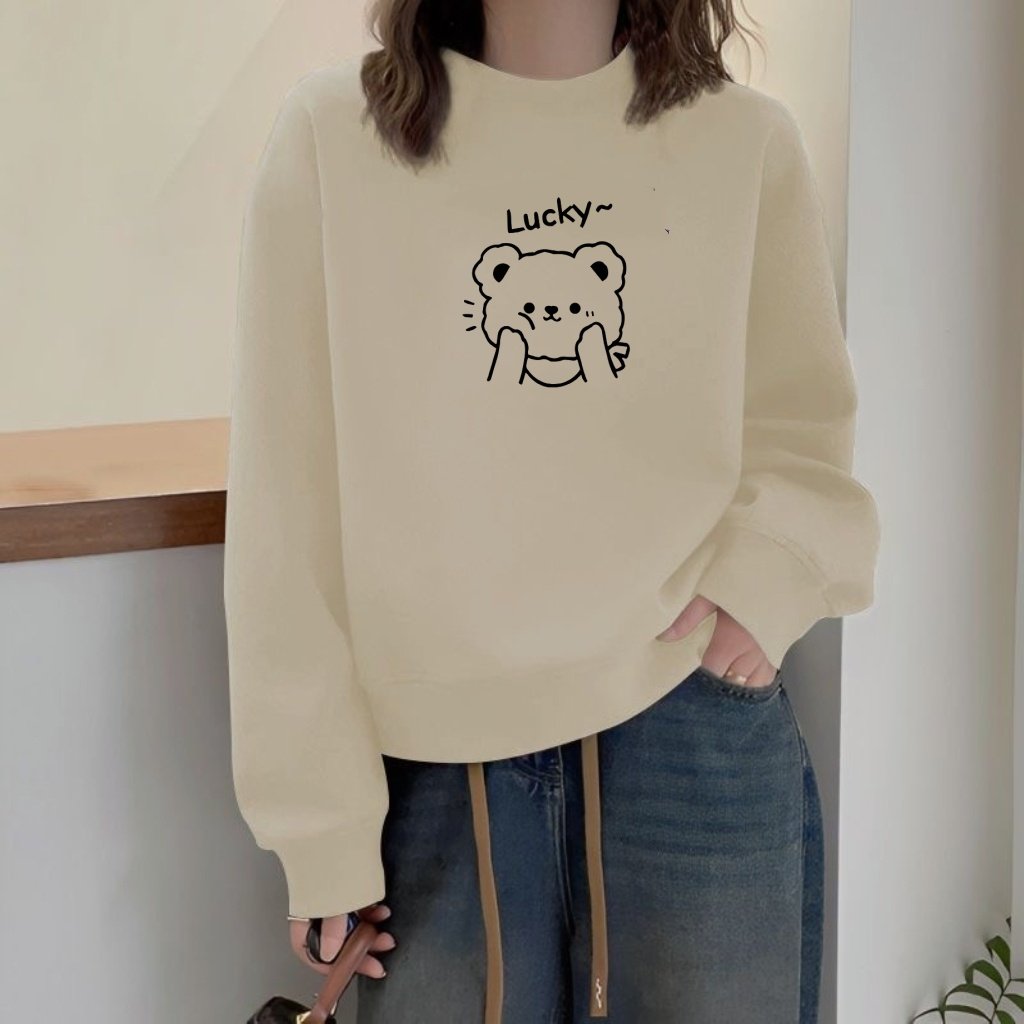 纯棉杏色短款卫衣女装春秋2025新款爆款外套圆领小个子独特女衣服