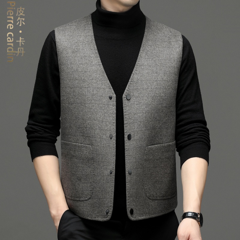 皮尔卡丹男士双面呢保暖背心坎肩
