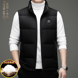 外套爸爸装 坎肩无袖 轻薄保暖背心2025新款 皮尔卡丹羽绒马甲男冬季