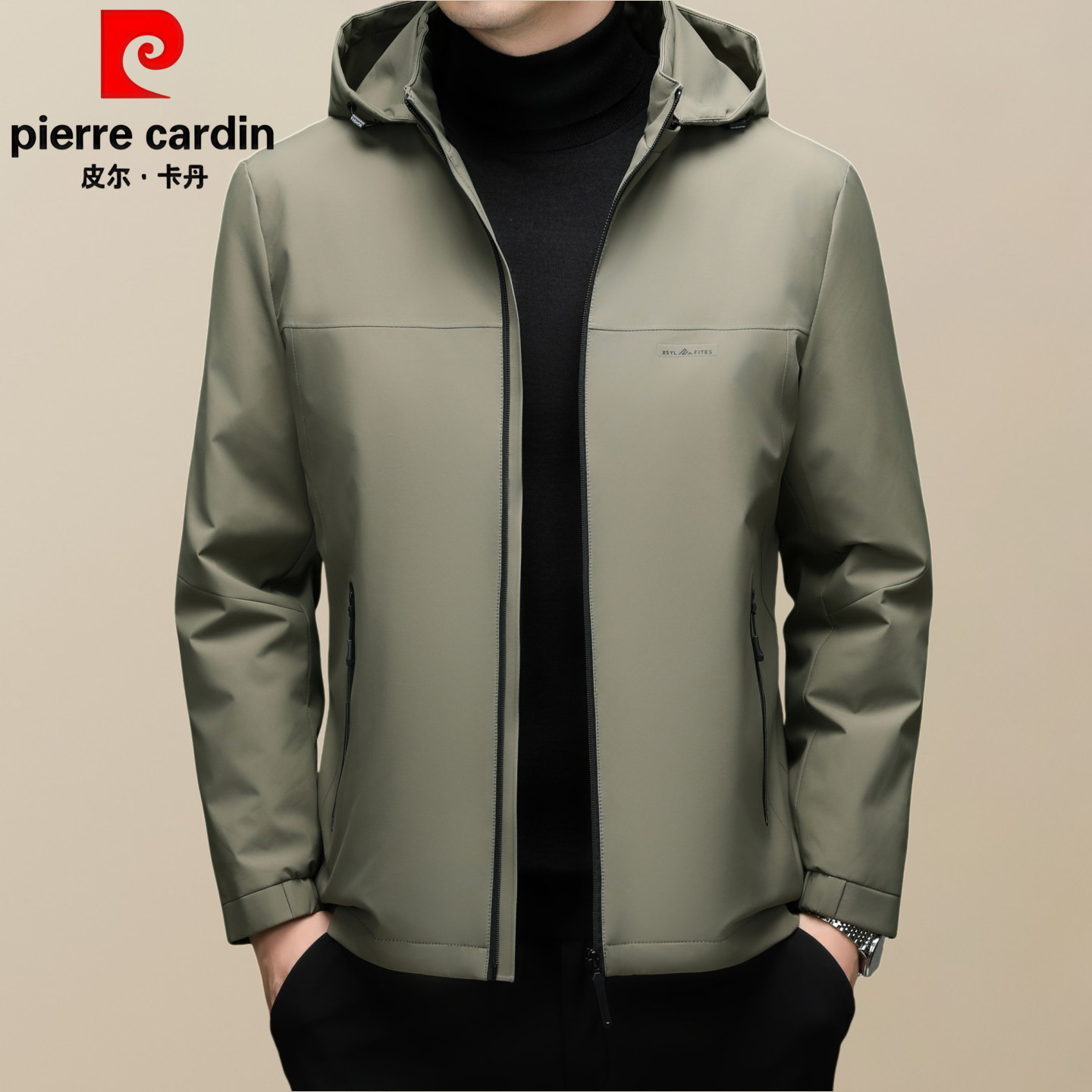皮尔卡丹短款轻薄羽绒服男士秋冬季休闲外套白鹅绒袄可卸帽中年装
