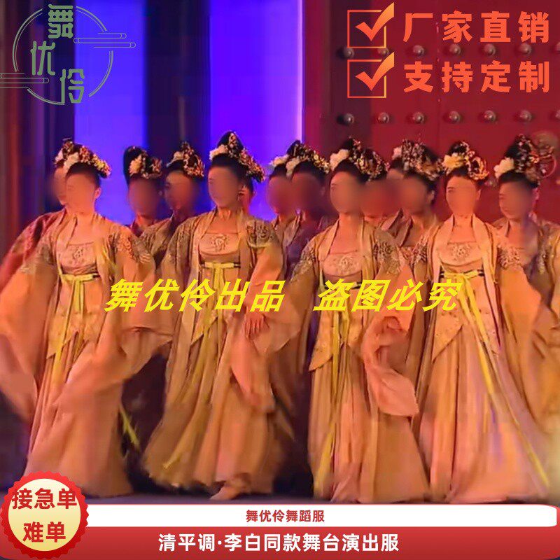 《清平调·李白》古典舞舞蹈服专业定制女子群舞舞台演出表演服1