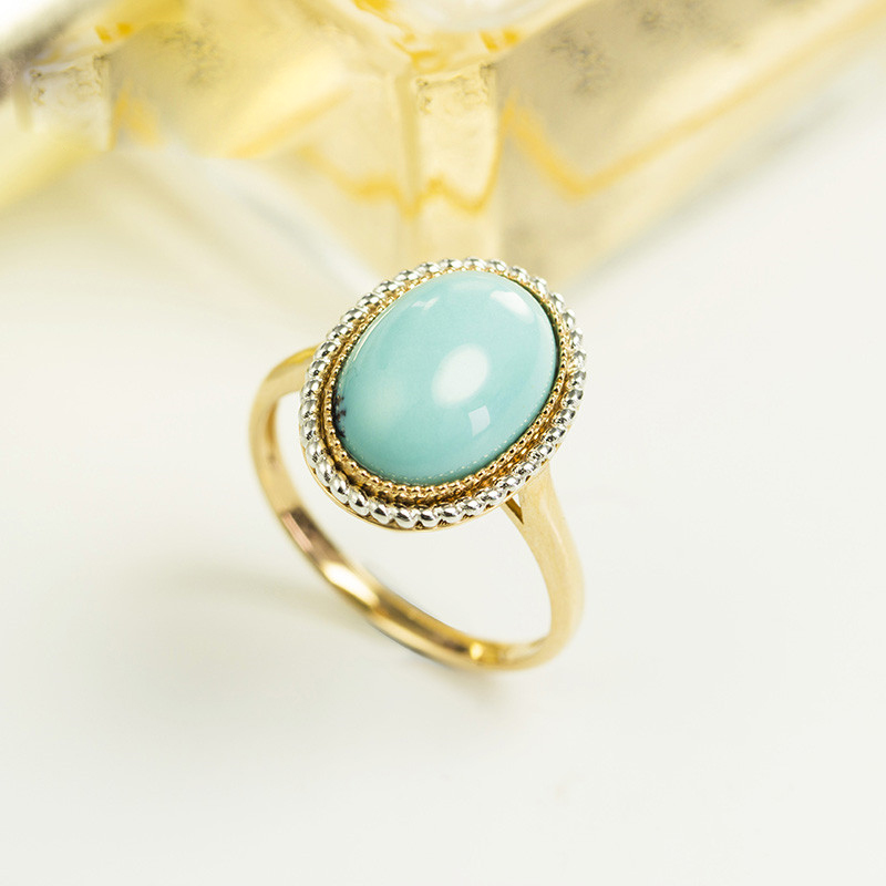 凯美珠宝正品18k白金彩金玫瑰金天然绿松石戒指女原矿可定制男款