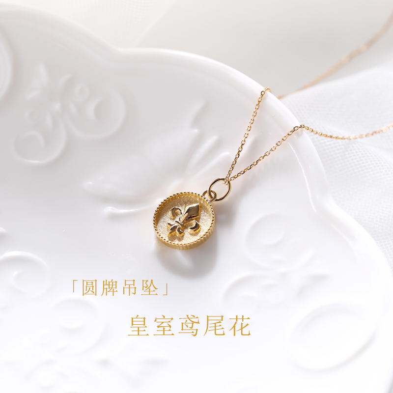 复古项链吊坠18k金金币吊坠