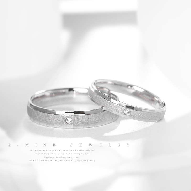 凯美珠宝结婚情侣钻石戒指定制一对原创小众设计18K白金彩金对戒