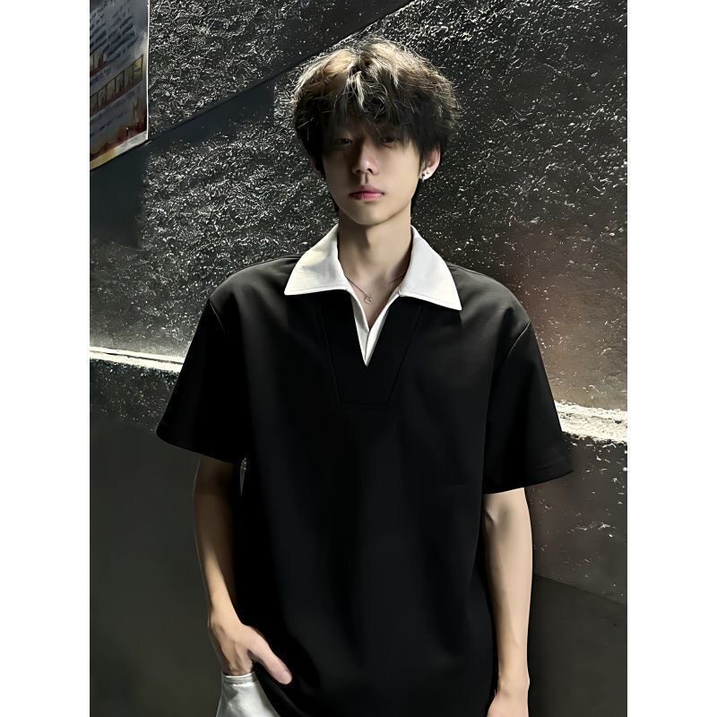 cleanfitv领休闲t恤男宽松情侣潮夏季Polo衫短袖男生痞帅半袖体恤