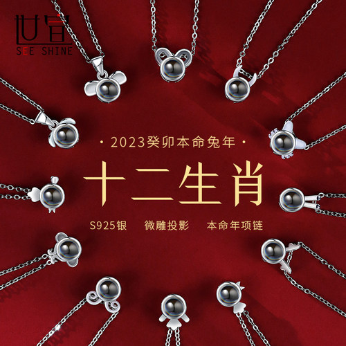 十二生肖项链925纯银投影照片