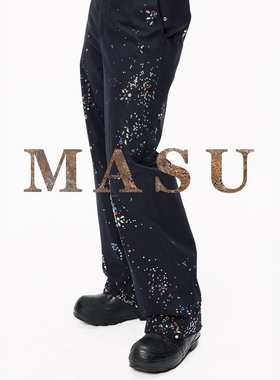 MASU 25AW GALAXY STRAIGHT TROUSERS银河水钻彩色铆钉长裤
