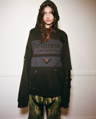 MISERE MODERNE PARLAMENT METALCLIP HOODIE定制款复古破洞帽衫