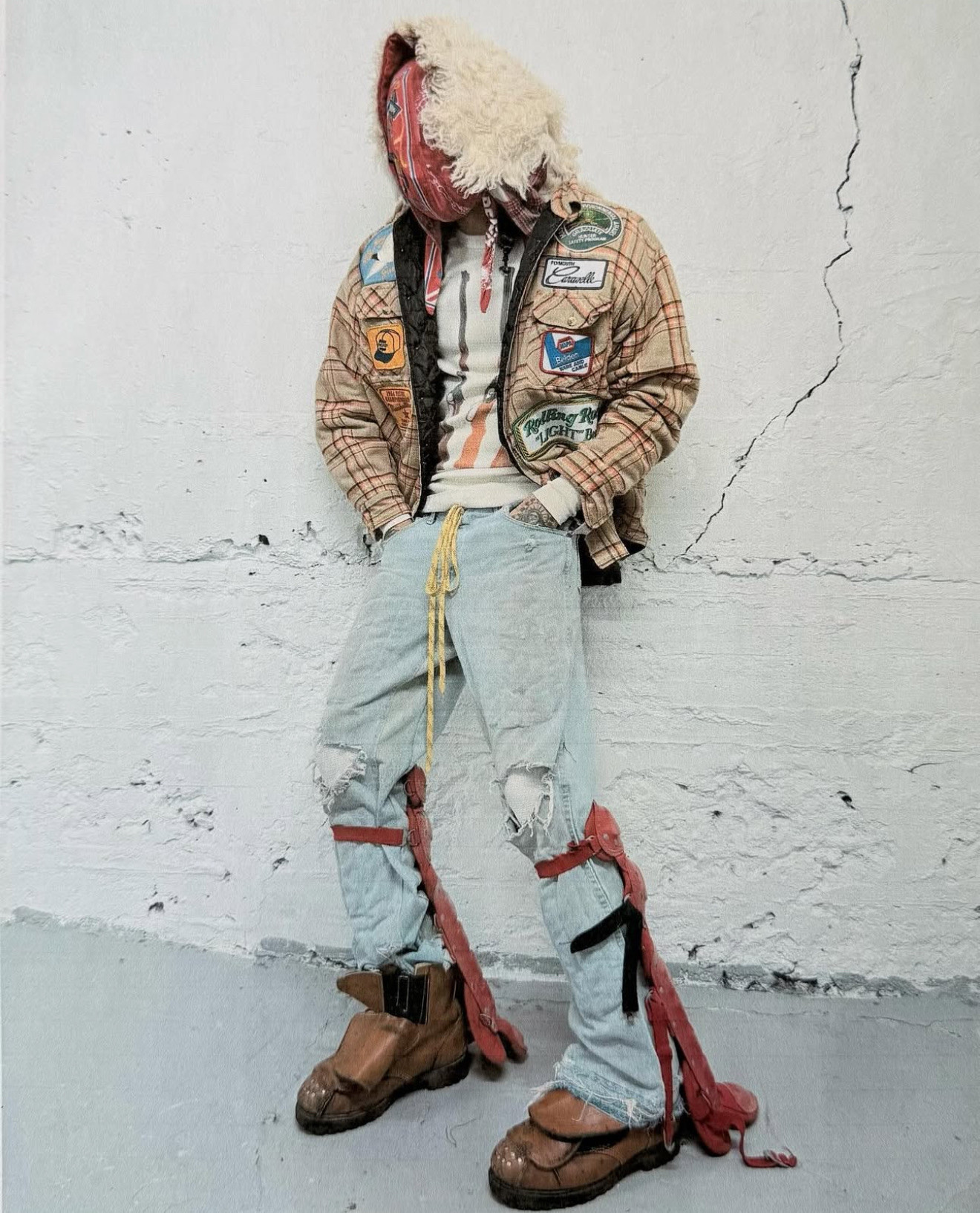 A$AP ROCKY同款 JOSHUA JAMAL PADDED RIDING 破话牛仔裤