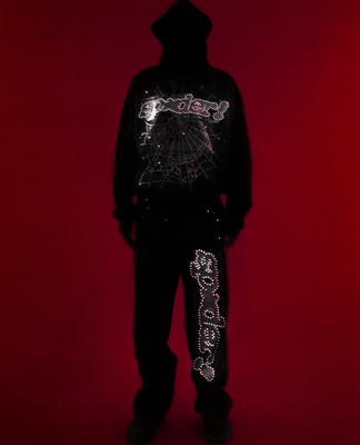 sp5derworldwide RHINESTONE PUNK V2 SWEATPANT水钻长裤