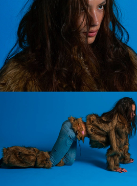 badson paw faux fur bomber jacket熊掌皮草