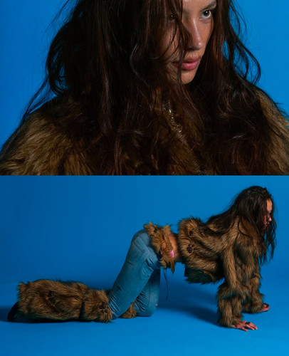 badson paw faux fur bomber jacket熊掌皮草