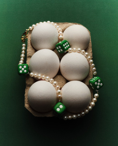 VEERT The Pearl Green 4 Dice Necklace 18k珍珠骰子项链