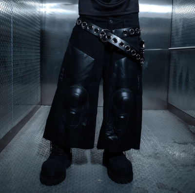 brotherlylove NOCTURNE LEATHER 3/4TH CAPRI 拼皮牛仔裤