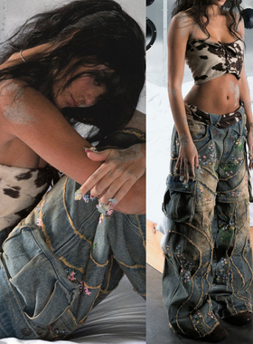 badson countryside overgrowth pants  可拆卸cargo花卉刺绣长裤