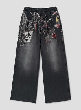 DOUBLET Embroidered Chain Sweatpants链条刺绣牛仔裤