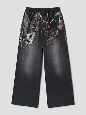 DOUBLET Embroidered Chain Sweatpants链条刺绣牛仔裤