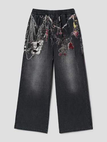 DOUBLET Embroidered Chain Sweatpants链条刺绣牛仔裤